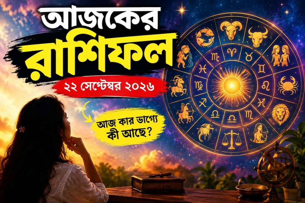 আজকের রাশিফল: ২২ সেপ্টেম্বর কার ভাগ্যে আসছে বড় সুযোগ? জানুন ১২ রাশির দিন কেমন&nbsp;কাটবে